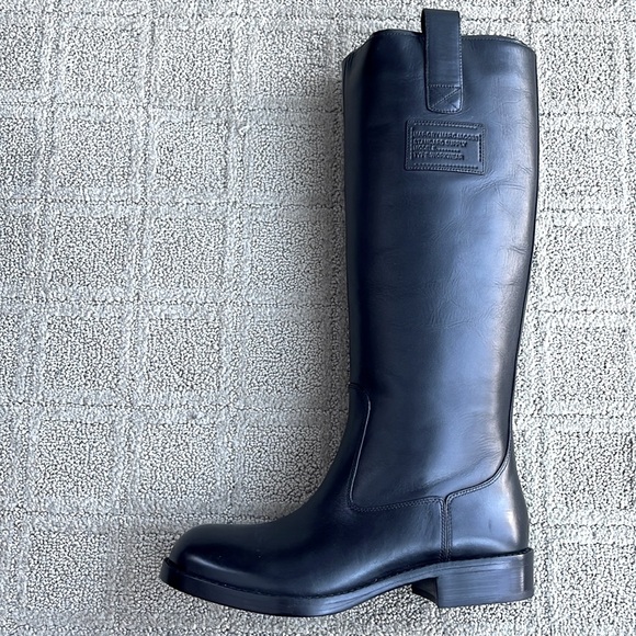New Marc Jacobs Black Leather Tall Riding Boots Pull On size 37 w/ dust bag - Picture 2 of 7